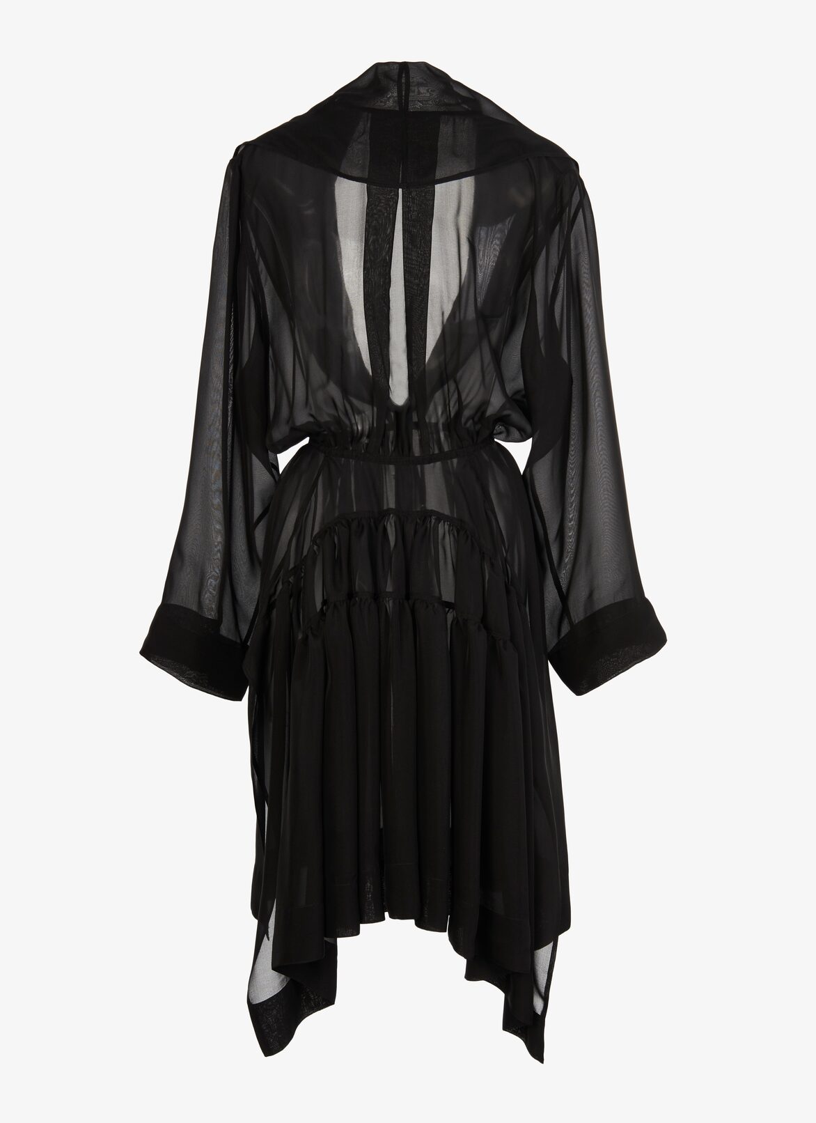 LONG SLEEVE DRESS MOUSSELINE BLACK ALAÏA BLACK  LONG SLEEVE DRESS MOUSSELINE BLACK